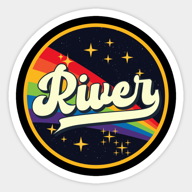 River // Rainbow In Space Vintage Style Sticker by LMW Art